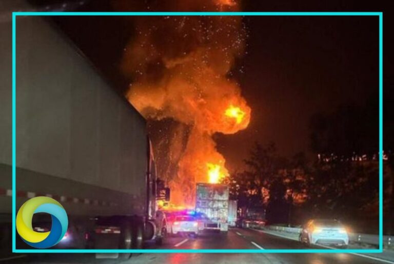 Incendio y explosión de pipa de gas paraliza la autopista México-Querétaro