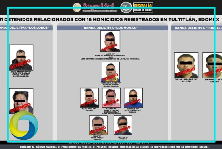 Detienen a 11 personas vinculadas con homicidios en Edomex