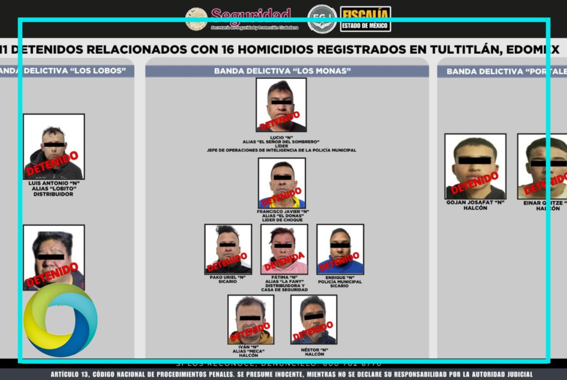 Detienen a 11 personas vinculadas con homicidios en Edomex