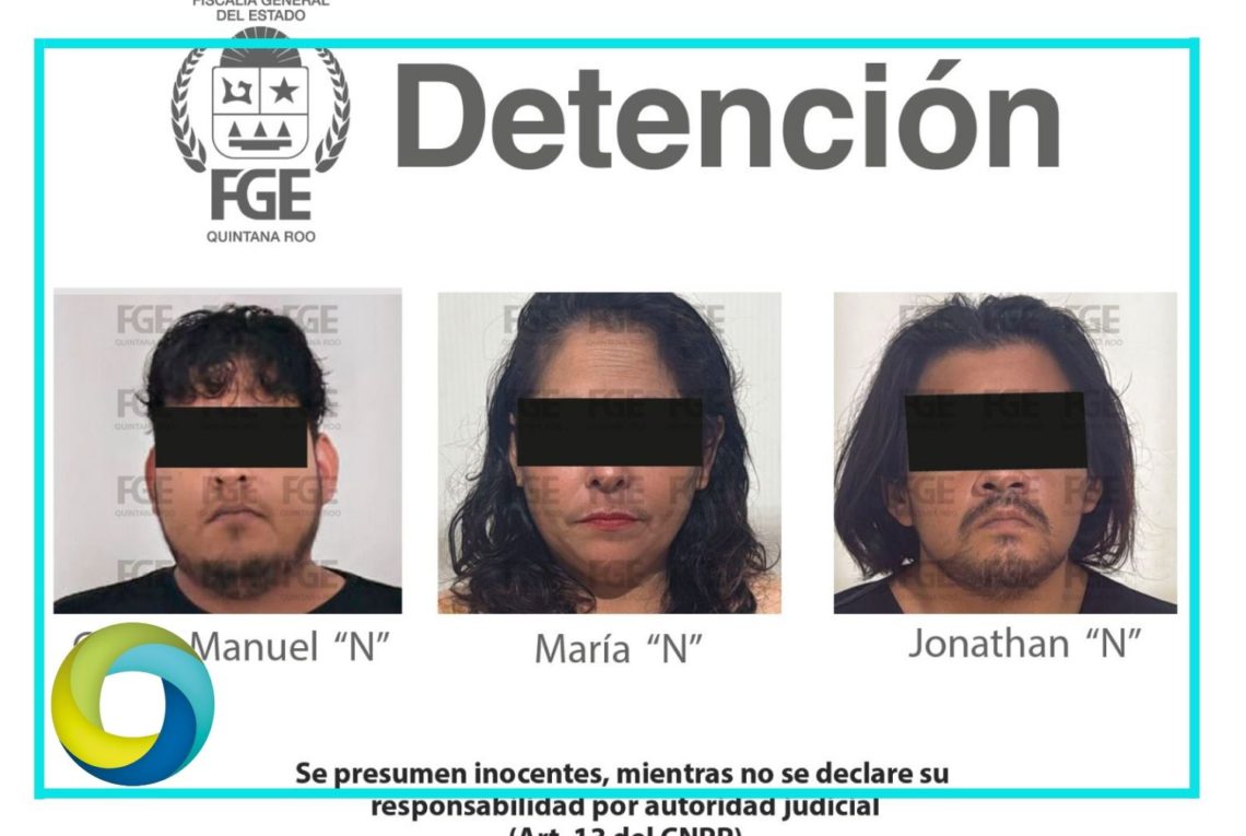 Captura FGE Quintana Roo a tres personas por narcomenudeo en Playa del Carmen