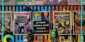 ONG colocan consignas en muro fronterizo de Tijuana por detenciones de mexicanos en EE.UU.