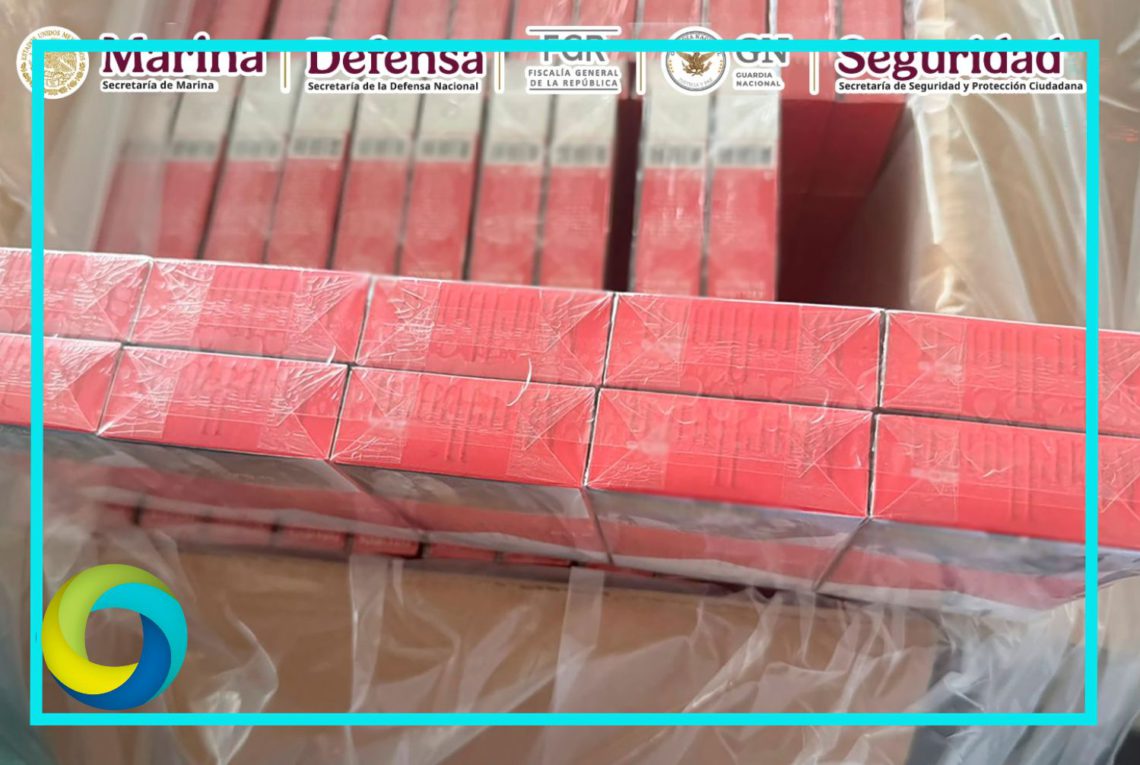 Aseguran cerca de 20 toneladas de tabaco ilegal en el AICM