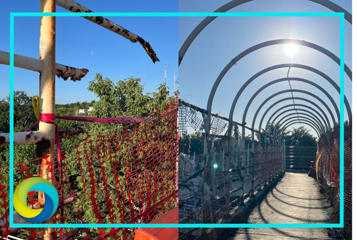 Denuncian pésimo estado del puente peatonal de Akumal